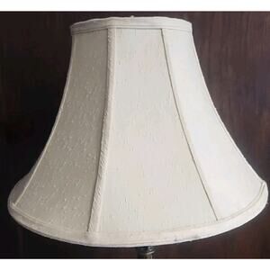 Fabric tweed lampshade cream off white ivory beige 16" diameter 11" high VTG